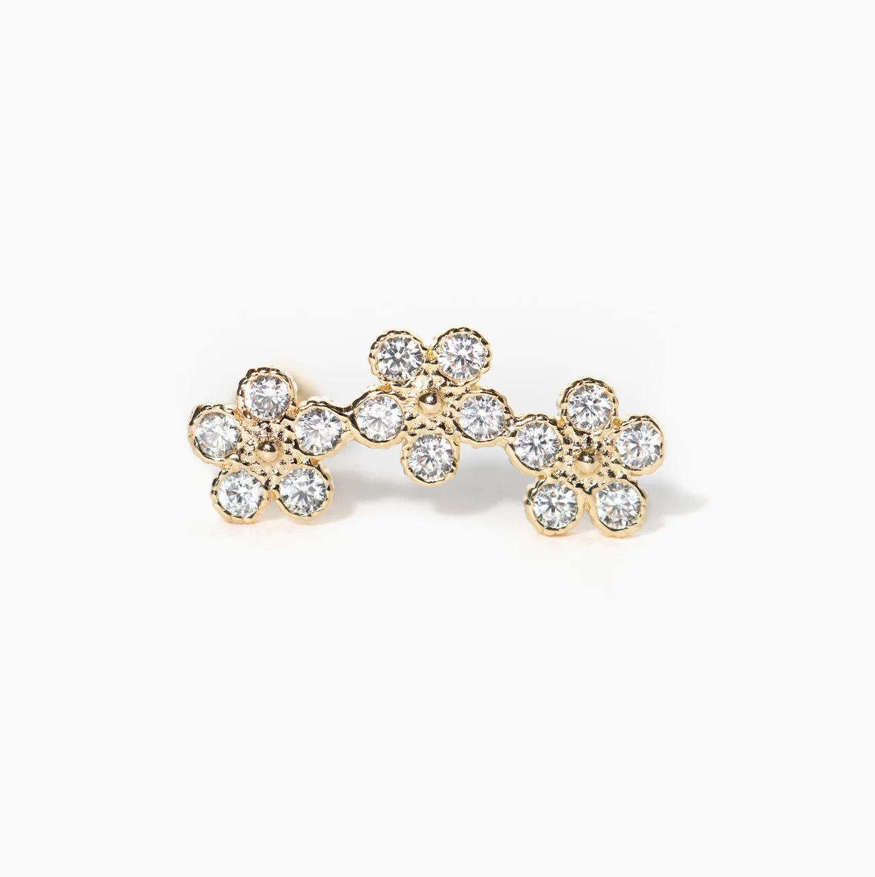 10k Solid Gold Bouquet Ball Back Crawler Stud