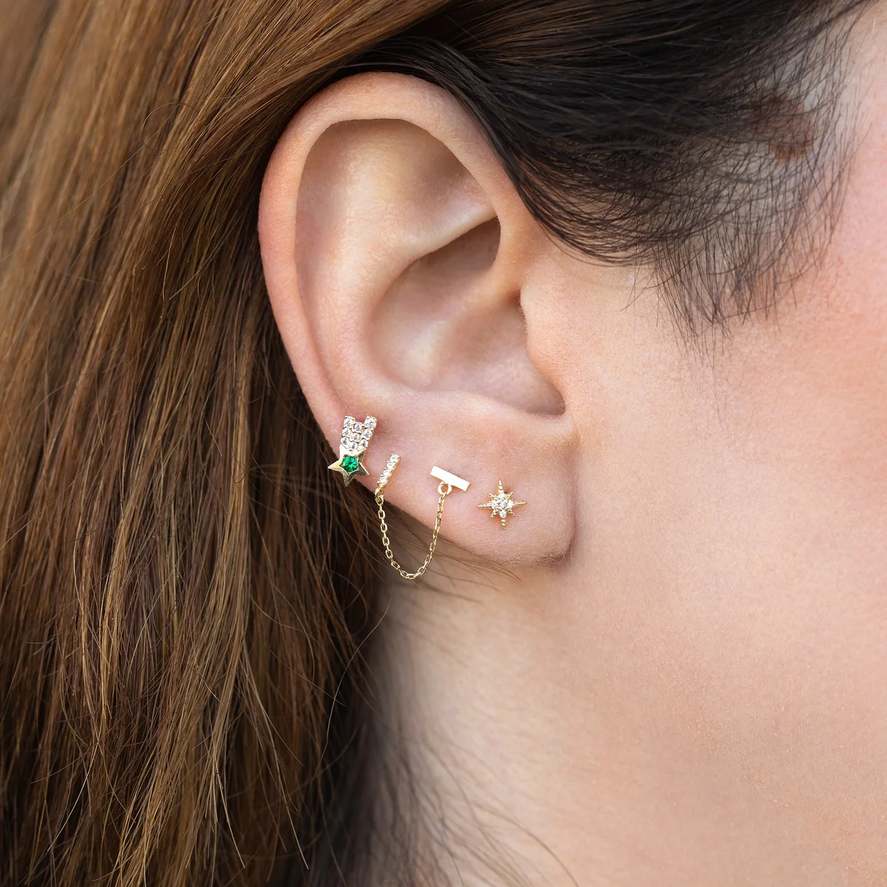 10k Solid Gold Shooting Star Ball Back Stud - Image 2