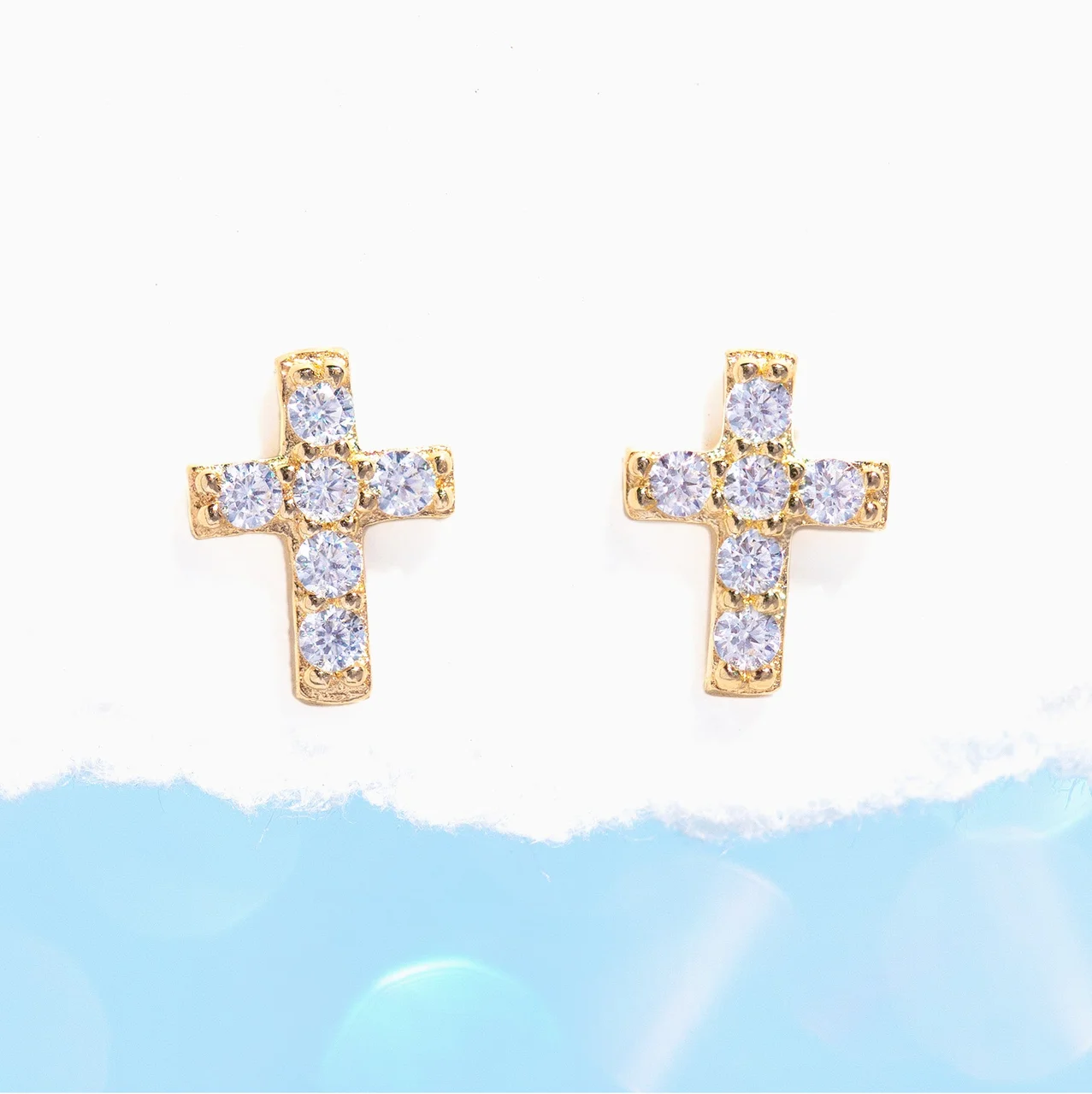 14k Solid Gold Blessings Stud Earrings