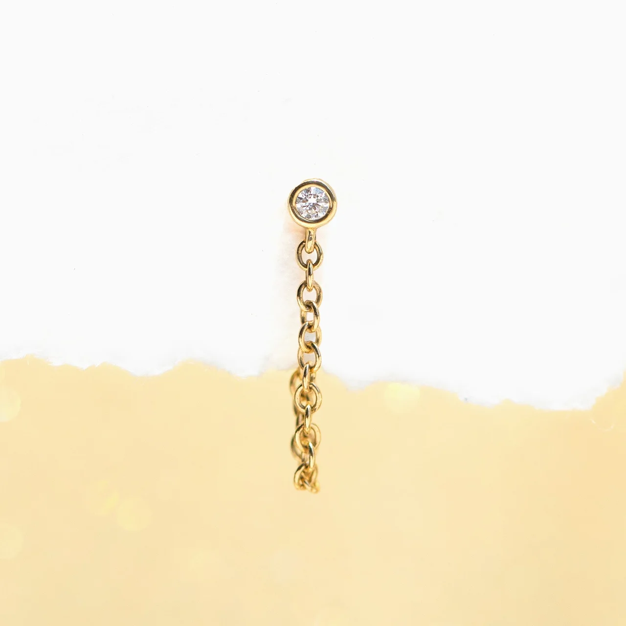 14k Solid Gold On The Horizon Chain Earring