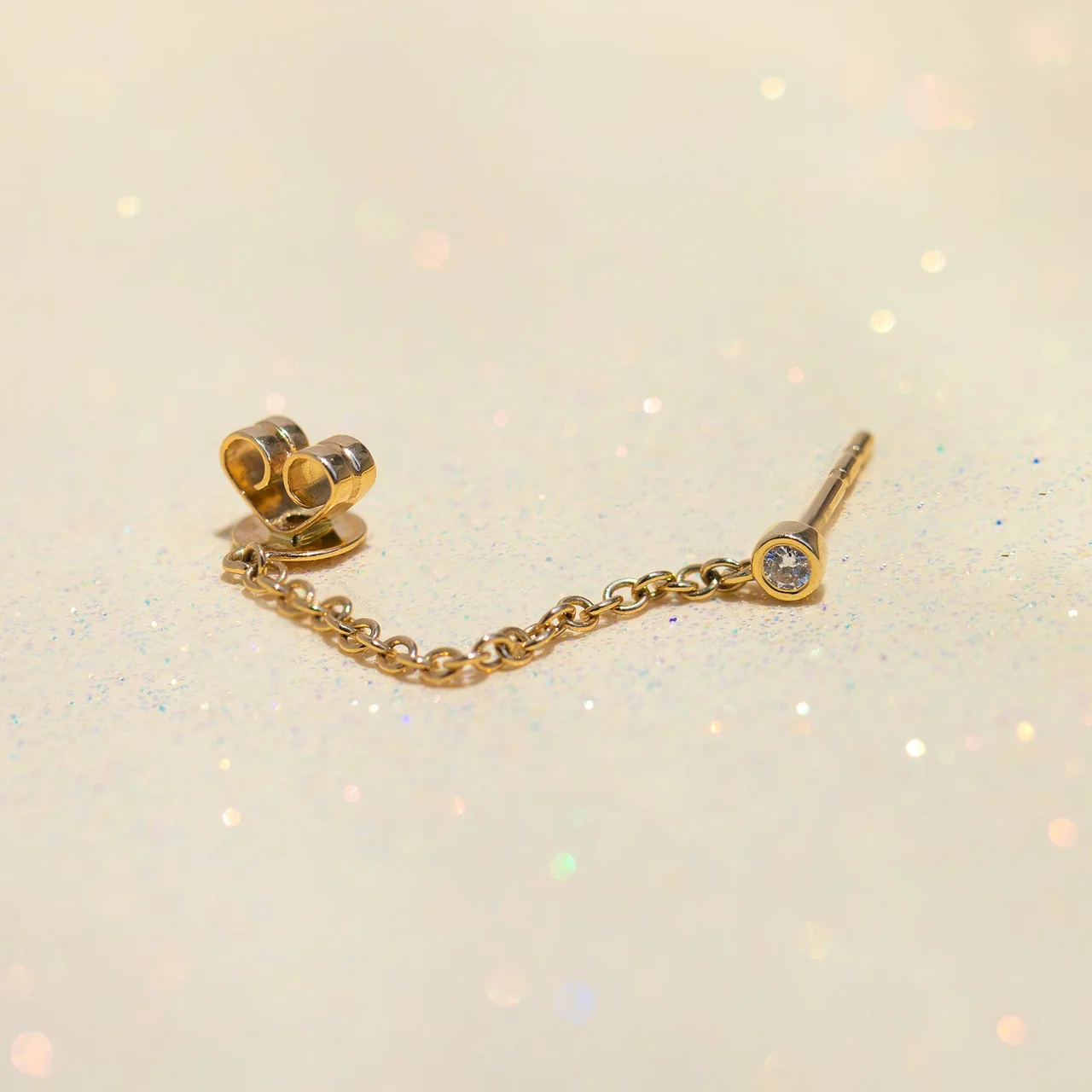 14k Solid Gold On The Horizon Chain Earring - Image 3