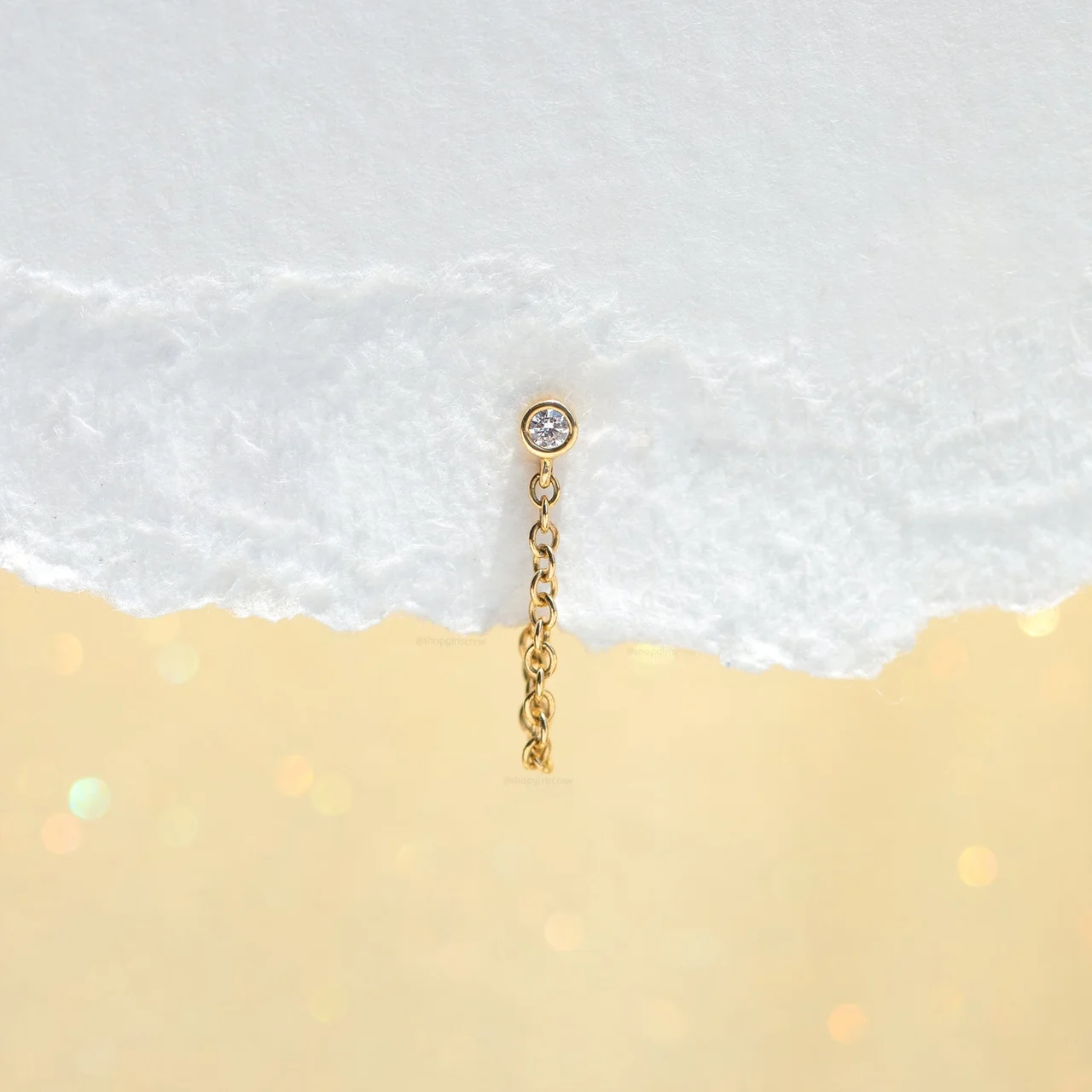 14k Solid Gold On The Horizon Chain Earring - Image 4