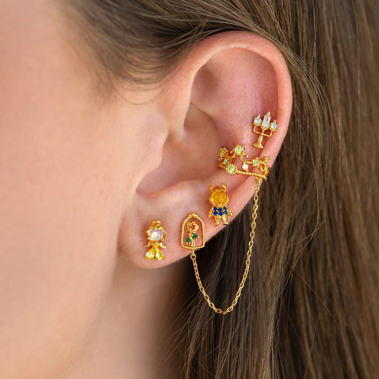 Disney Princess Beauty and the Beast Enchanted Rose Ear Cuff + Stud - Image 4