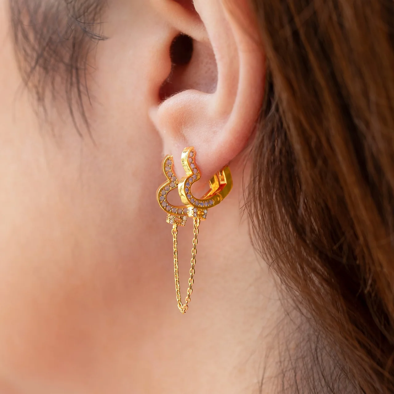 Love Locked Double Heart Hoops - Image 2