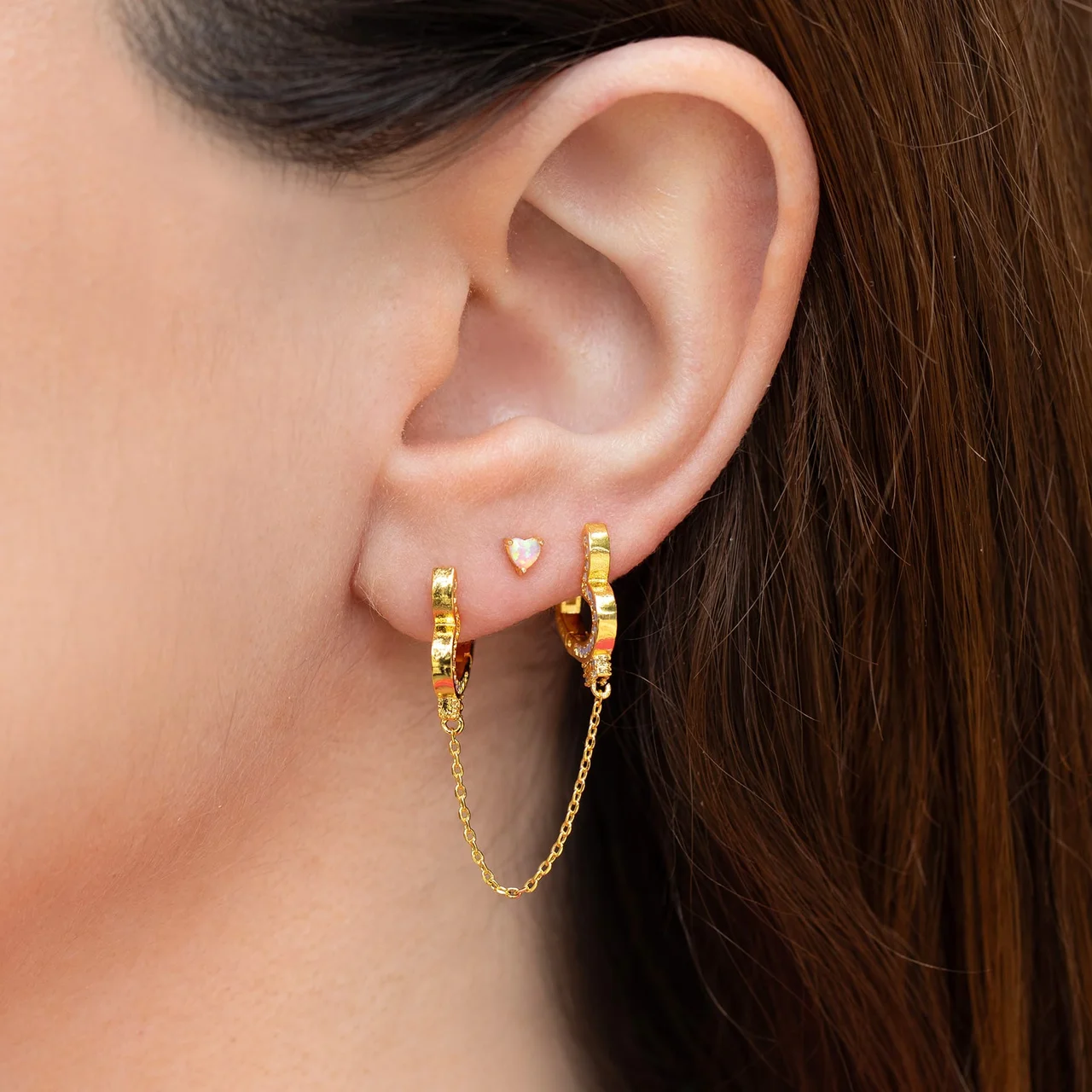 Love Locked Double Heart Hoops - Image 4