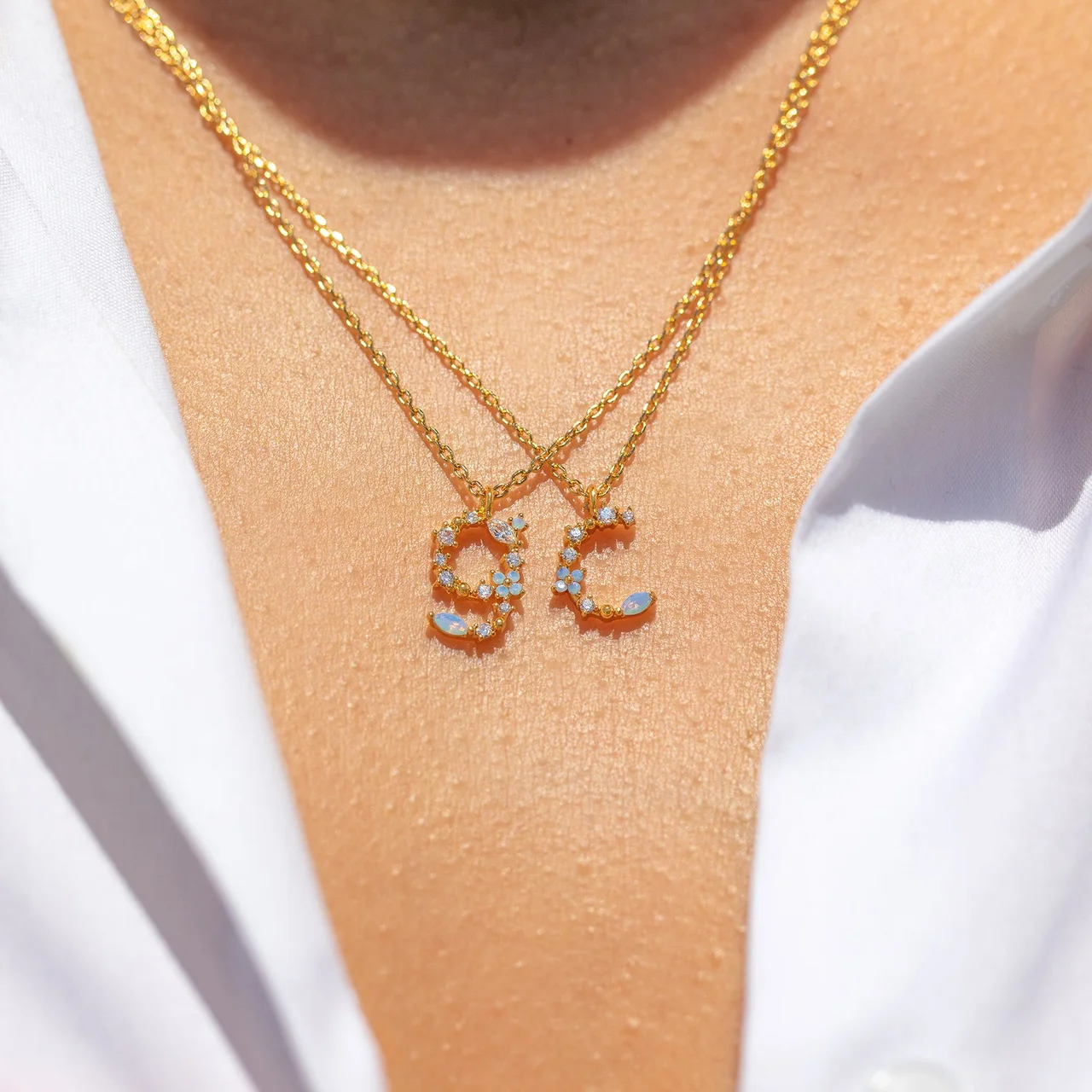 True Blossom Lowercase Initial Necklace - Image 2